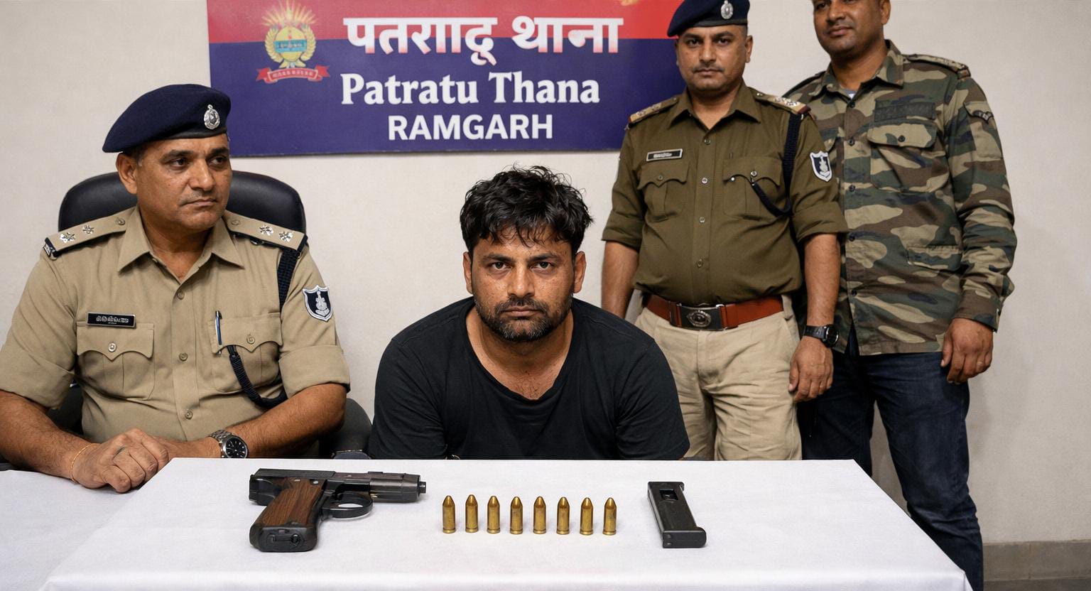 रामगढ़ में हथियार के साथ अपराधी सुजीत डोम गिरफ्तार, देशी पिस्टल और 8 गोली बरामद