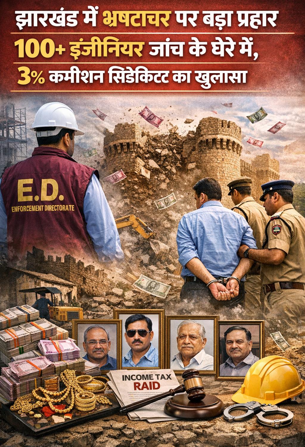 झारखंड में भ्रष्टाचार पर बड़ा प्रहार: 100+ इंजीनियर जांच के घेरे में, 3% कमीशन सिंडिकेट का खुलासा