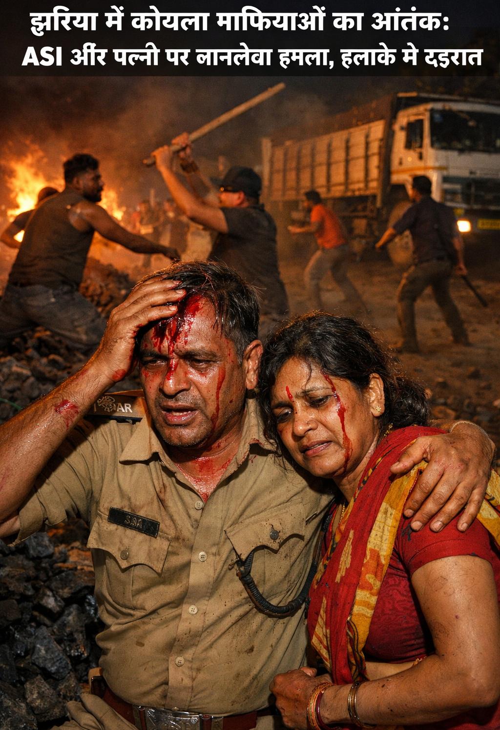 झरिया में कोयला माफियाओं का आतंक: ASI और पत्नी पर जानलेवा हमला, इलाके में दहशत