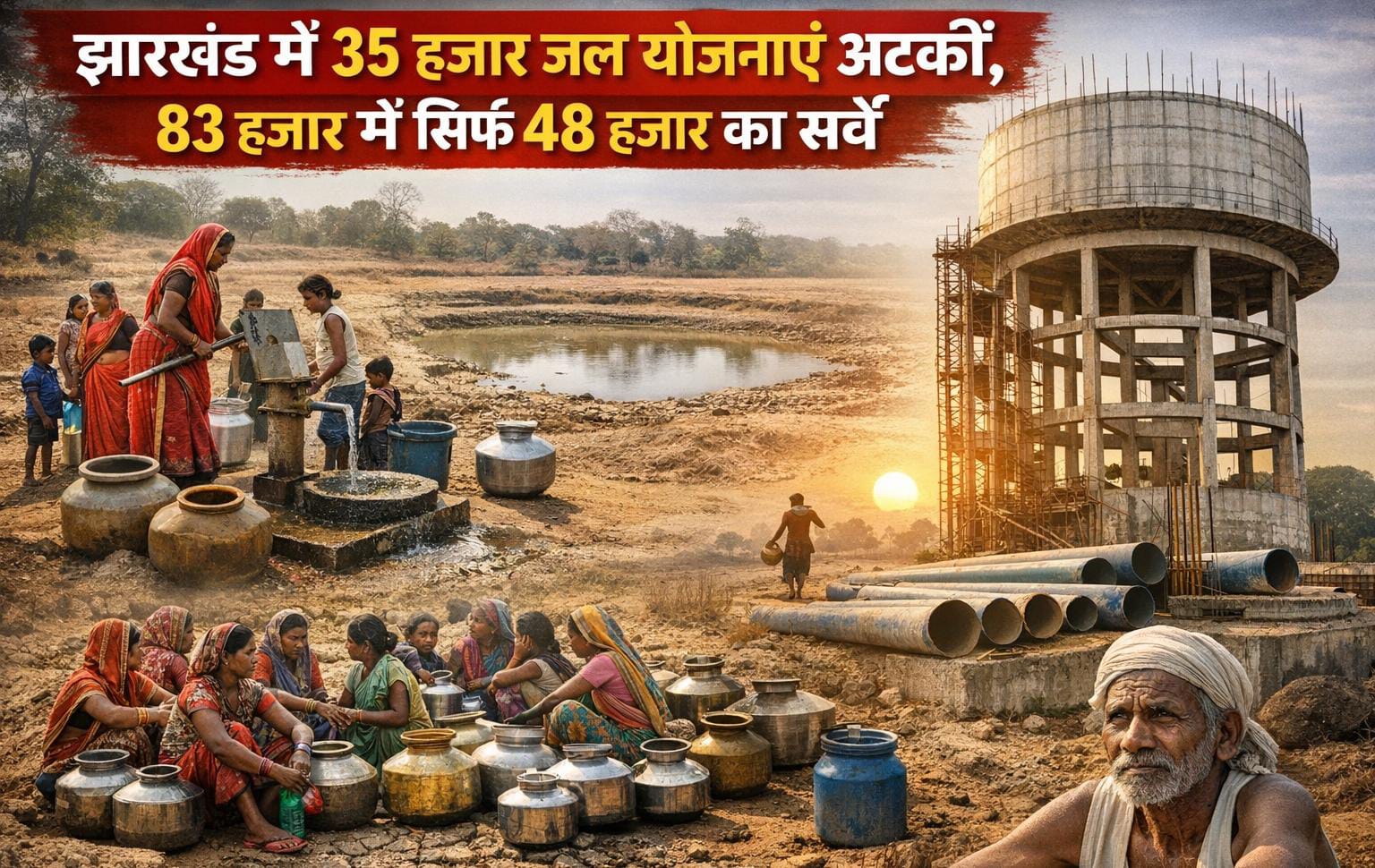 झारखंड में 35 हजार जल योजनाएं अटकीं, 83 हजार में सिर्फ 48 हजार का सर्वे
