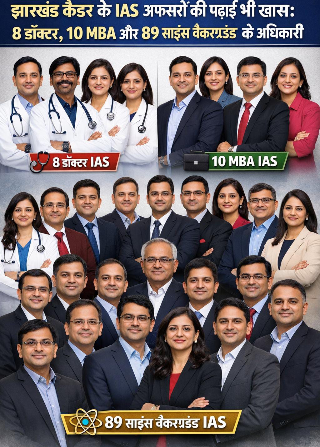 झारखंड कैडर के IAS अफसरों की पढ़ाई भी खास: 8 डॉक्टर, 10 MBA और 89 साइंस बैकग्राउंड के अधिकारी