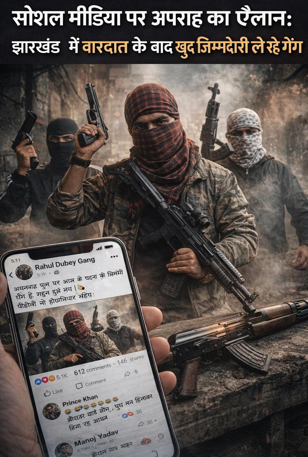 सोशल मीडिया पर अपराध का ऐलान: झारखंड में वारदात के बाद खुद जिम्मेदारी ले रहे गैंग